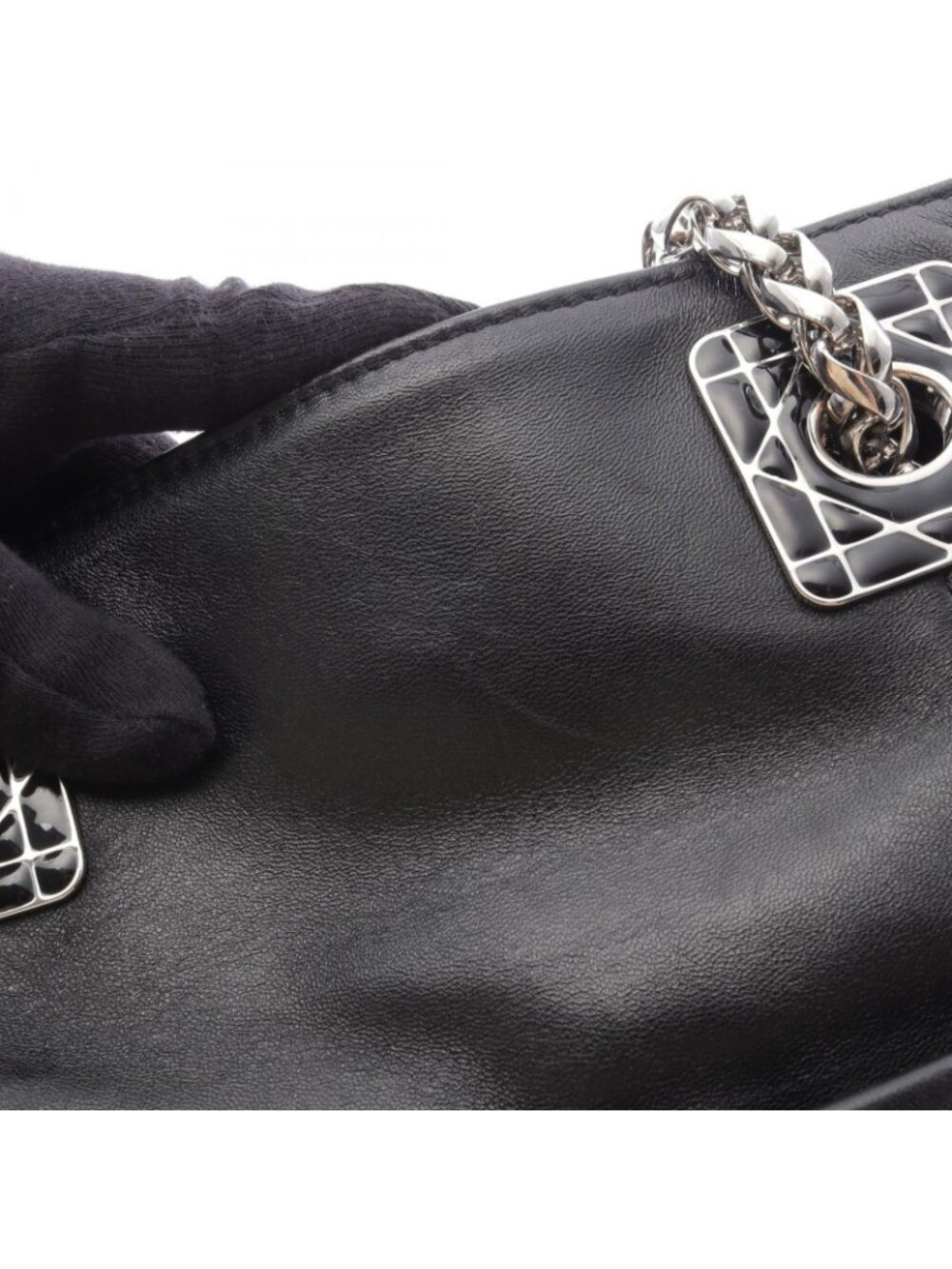 Dior Dio Tote Black Leather Granville Che - Picture 7 of 13